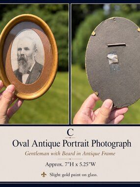 Antique Oval Gentleman Portrait Photograph in Ornate Frame